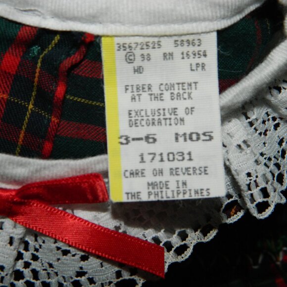 Vtg Infant Girl Smocked Ducklings Plaid Jumper Romper Size 3-6M (L-28) - Picture 4 of 4